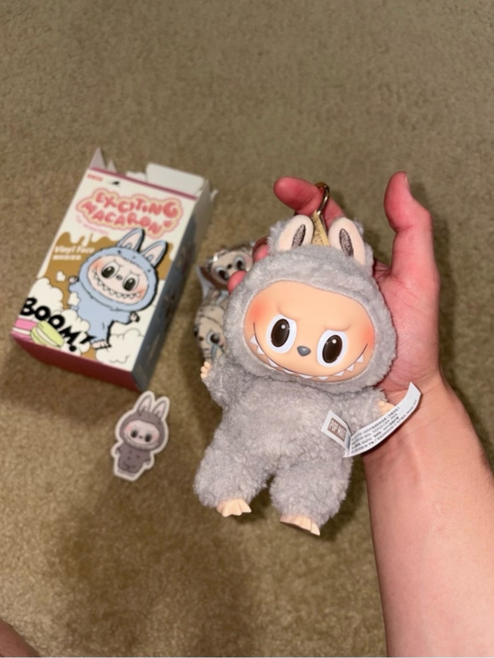 Authentic PopMart Labubu The Monsters Exciting Macaron Plush - Sesame Bean